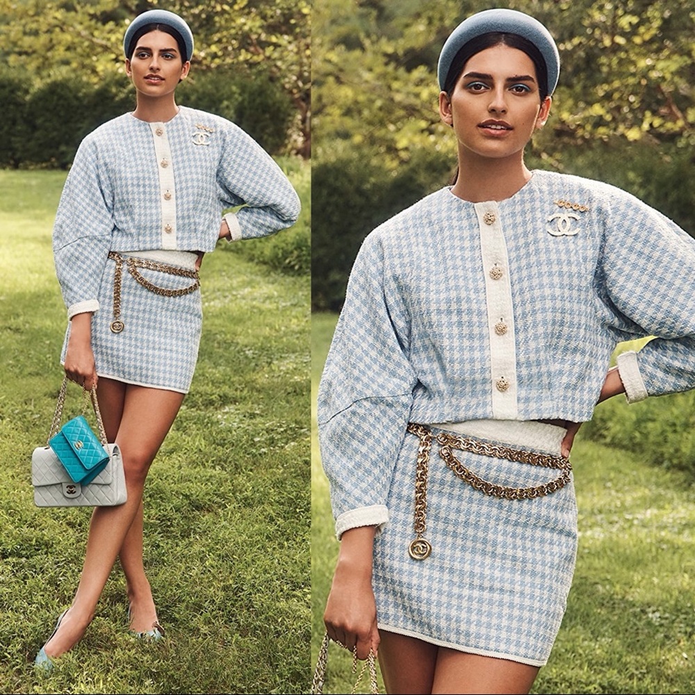 SISTER JANE BLUE WILLOW TWEED MINI SKIRT